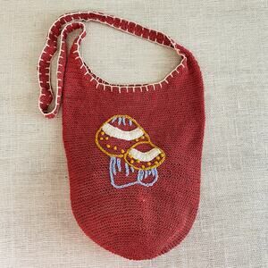 Mushroom Festival Bag!‎ Crochet Boho Bag. Long Strap, Purse. Tote, 16x13